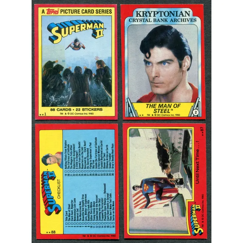 1980 Topps Superman II Complete Set (88) NM NM+