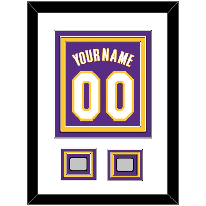 Los Angeles Name & Number With 2 Champions Patches - Road Purple (1999-2004) - Triple Mat 1