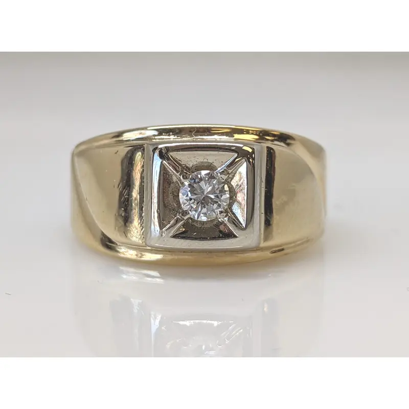 14K .22 CARAT TOTAL I1 H DIAMOND ROUND SQUARE HEAD ESTATE RING 9.5 GRAMS