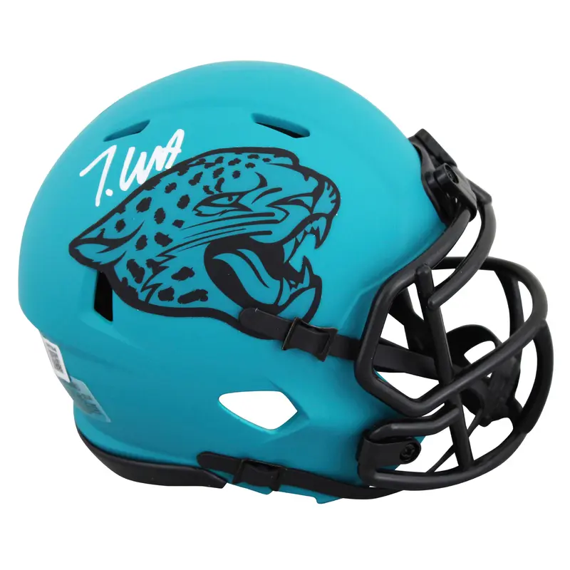 Jaguars Travis Hunter Authentic Signed Rave Speed Mini Helmet BAS Witnessed