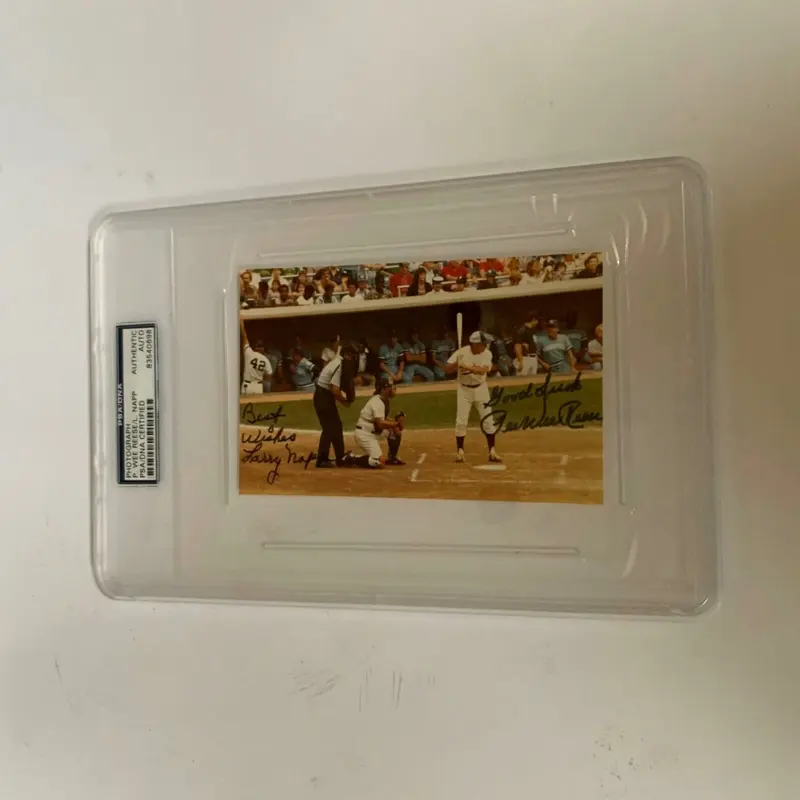 Rare Pee Wee Reese & Larry Napp Signed Autographed Photo PSA DNA COA