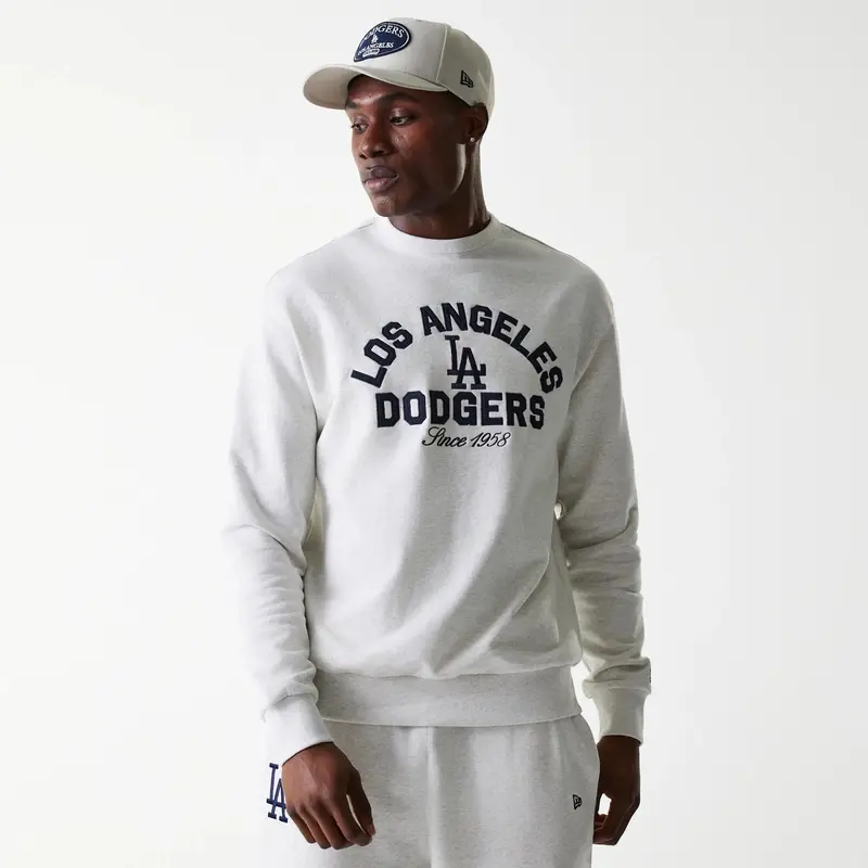 LA Dodgers MLB Heritage Pastel Grey Oversized Crew Neck Sweater