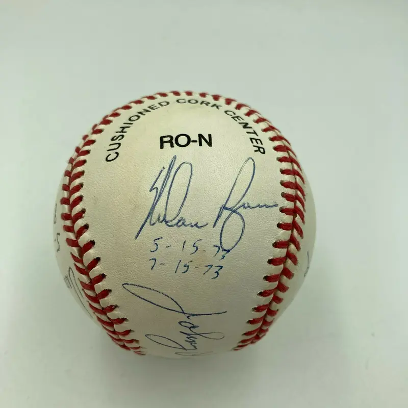 Two No Hitters One Season Club Signed Baseball Nolan Ryan Johnny Vander Meer JSA