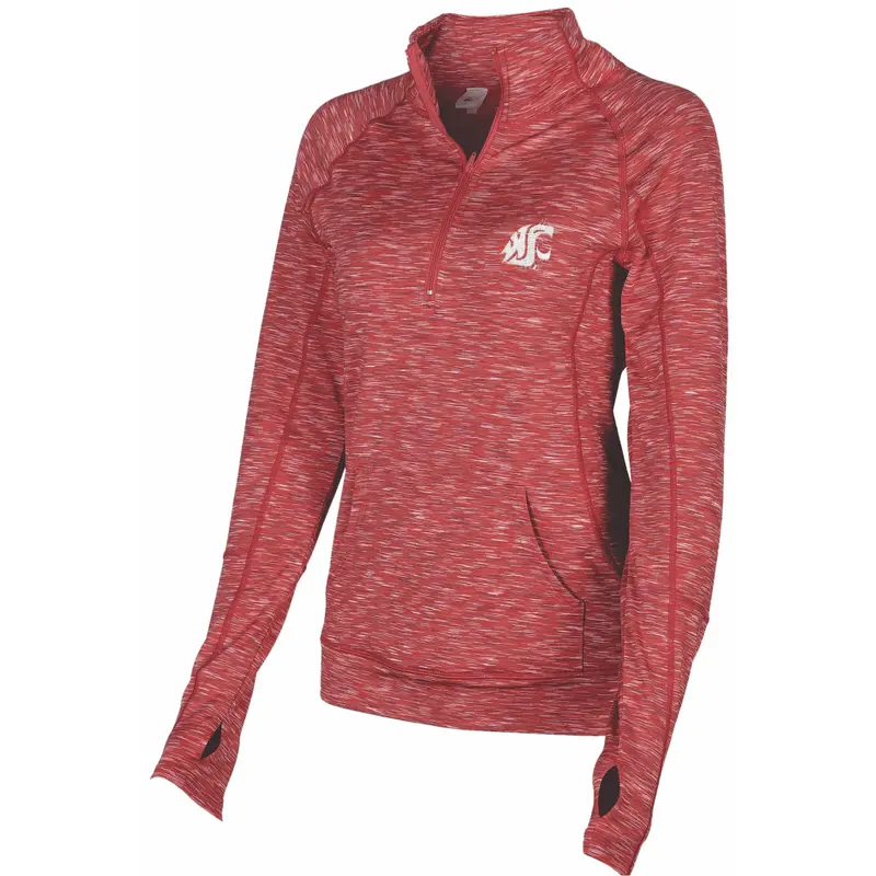 Ladies WSU Cougars Crimson Long Sleeve 1/4 Zip Up