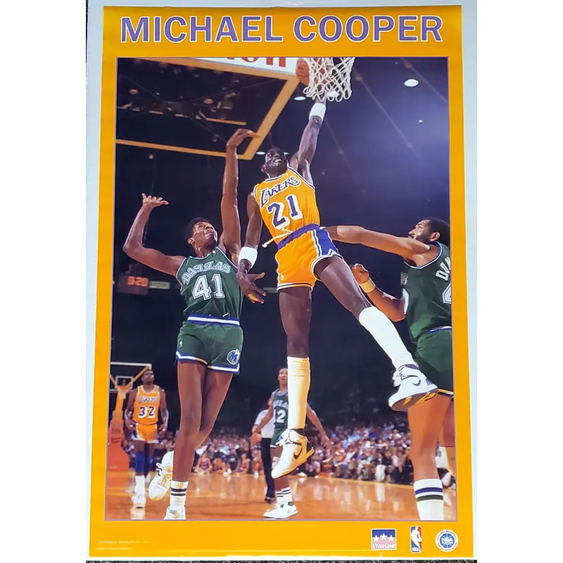 Michael Cooper "Action" Los Angeles Lakers Vintage Original Poster - Starline 1987