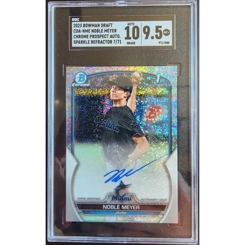 Noble Meyer 2023 Bowman Draft Chrome Sparkle Auto #7/71 SGC 9.5 Mint+ Auto 10