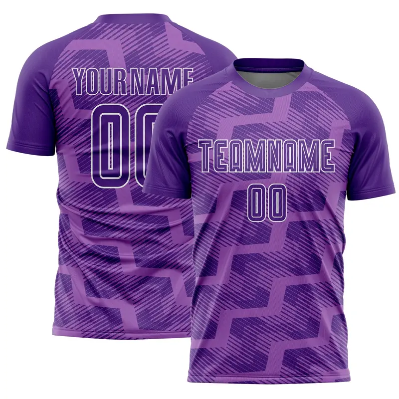Custom Purple Medium Purple-White Line Sublimation Soccer Uniform Jersey