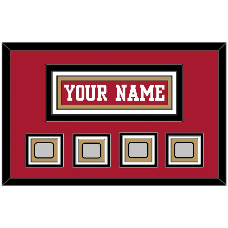San Francisco Nameplate & 4 Super Bowl Patches - Home Red - Triple Mat 4