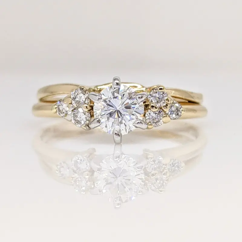 14K .51 CARAT TOTAL WEIGHT VS2 J DIAMOND ROUND (7) ESTATE RING/ WRAP SET 2.5 GRAMS