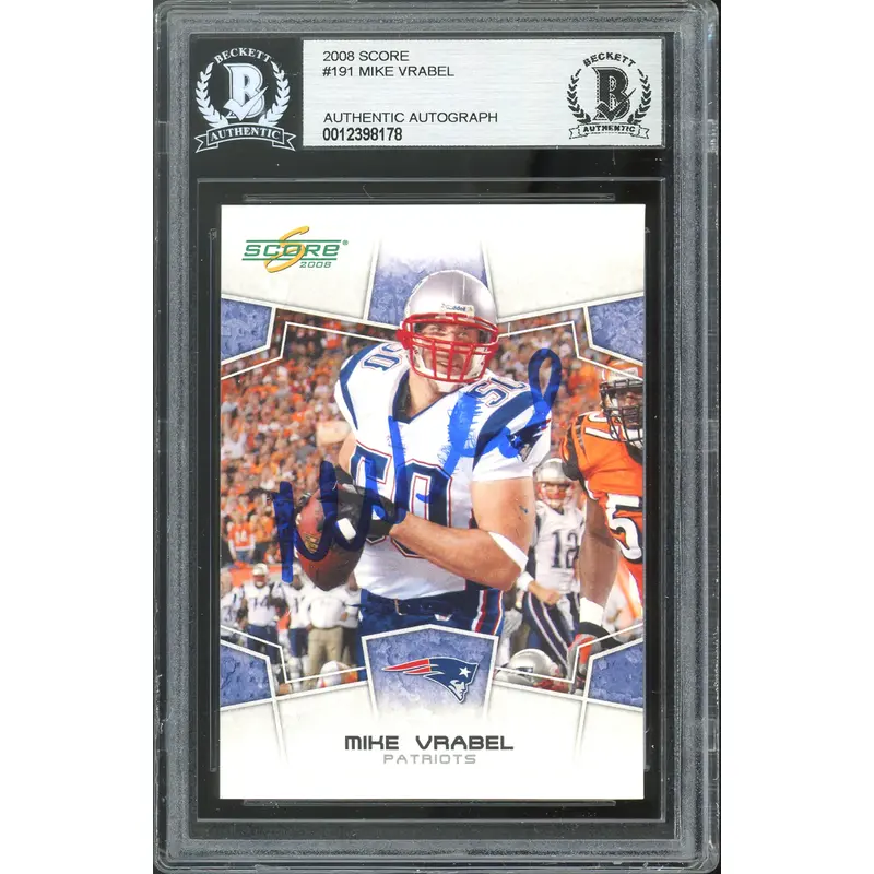 Patriots Mike Vrabel Authentic Signed 2008 Score #191 Card BAS Slabbed