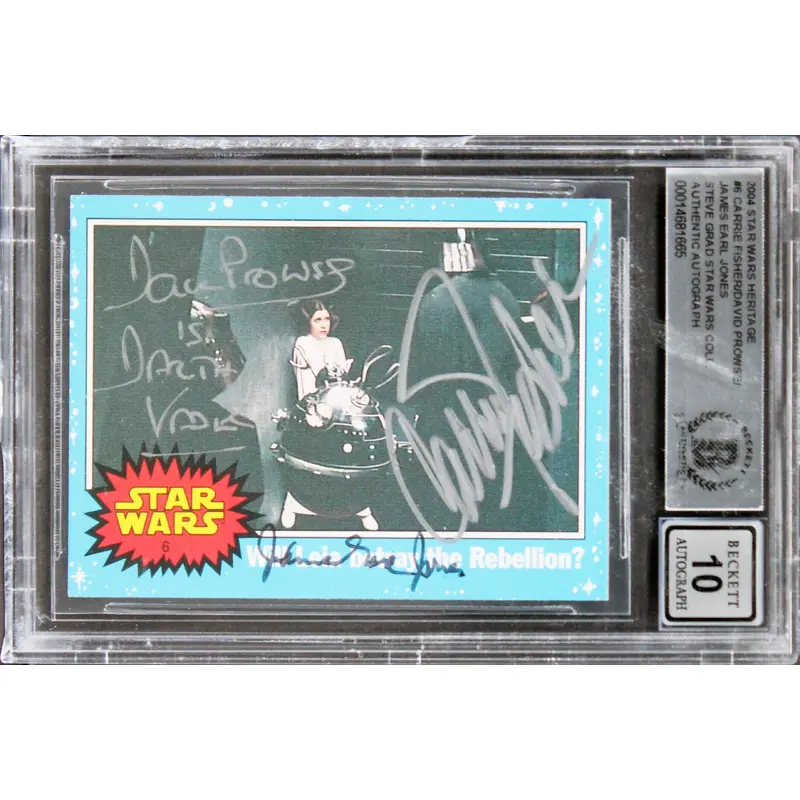 Star Wars (3) Fisher, Prowse & Jones Signed 2004 SW Heritage #6 Card BAS Slabbed