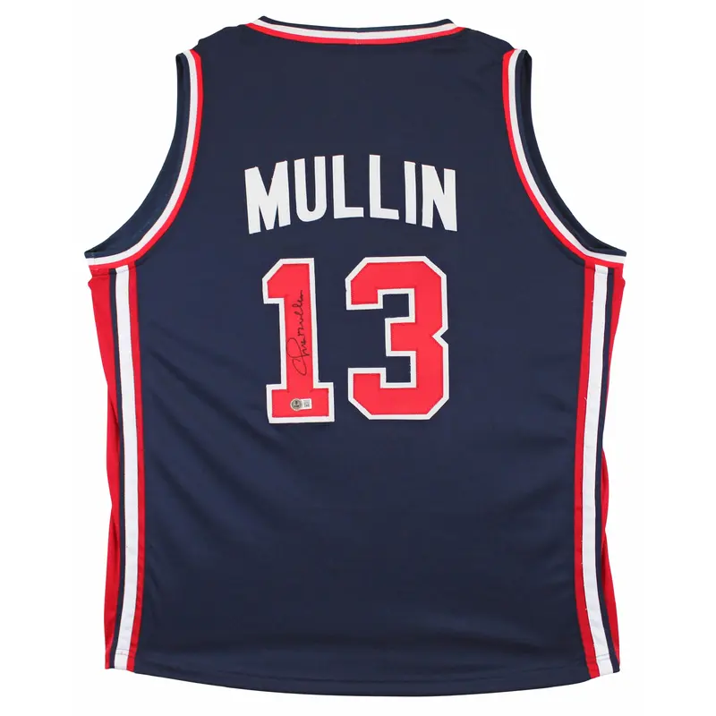 Chris Mullin Team USA Authentic Signed Navy Pro Style Jersey BAS Witnessed