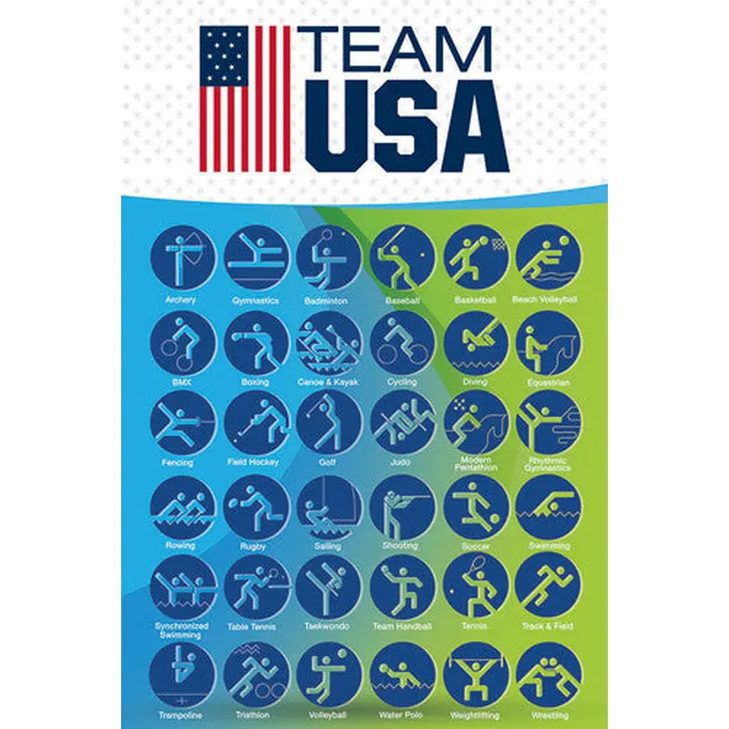 Rio de Janeiro 2016 Summer Olympic Games "Icons" Team USA Poster - Pyramid America