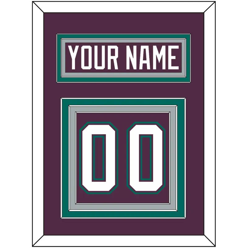 Anaheim Nameplate & Number (Back) - Road Purple (1993-2006) - Triple Mat 3