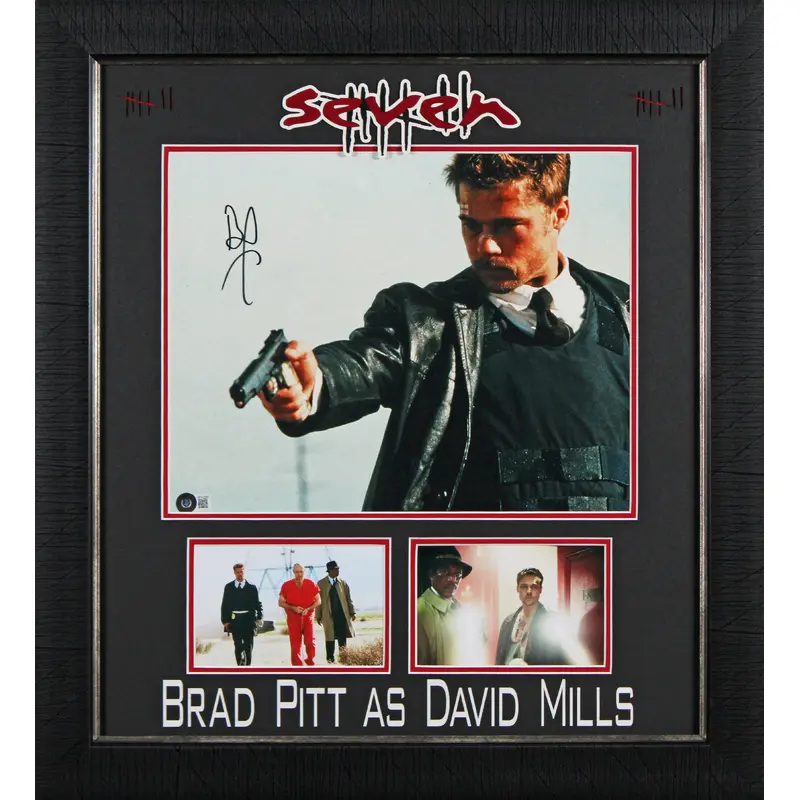 Brad Pitt Seven Authentic Signed 11x14 Framed Photo Autographed BAS #BF42982