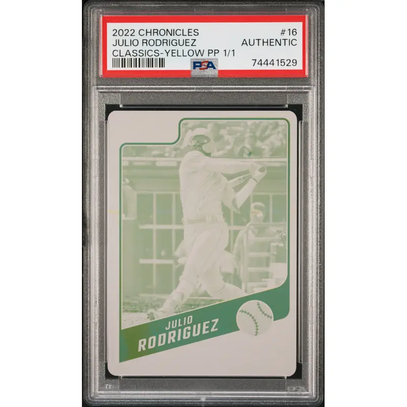 Julio Rodriguez 2922 Chronicles Classic Yellow Printing Plate #1/1 PSA Authentic