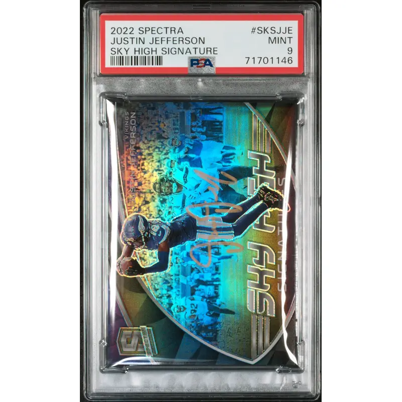 Justin Jefferson 2022 Panini Spectra Sky High Signatures #48/75 PSA 9 Mint