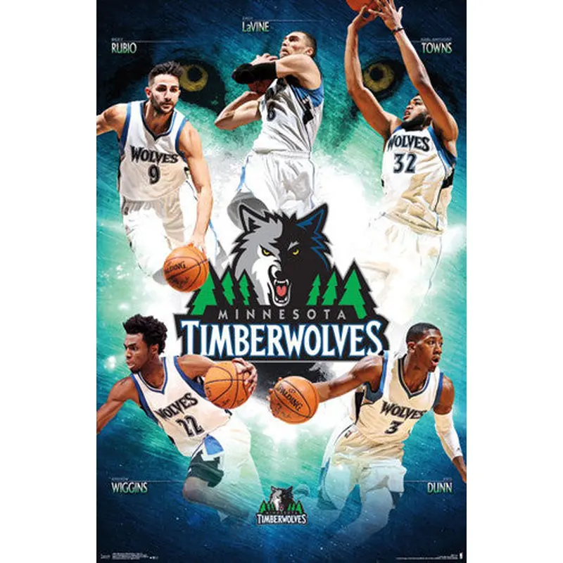 Minnesota Timberwolves "Five Stars" 2016-17 Poster (Wiggins, Towns, Dunn, Rubio, LaVine)
