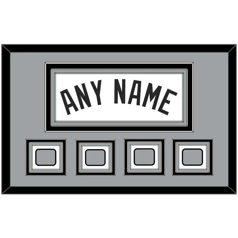 San Antonio Name With 4 Finals Patches - Home White (2002-2017) - Triple Mat 3