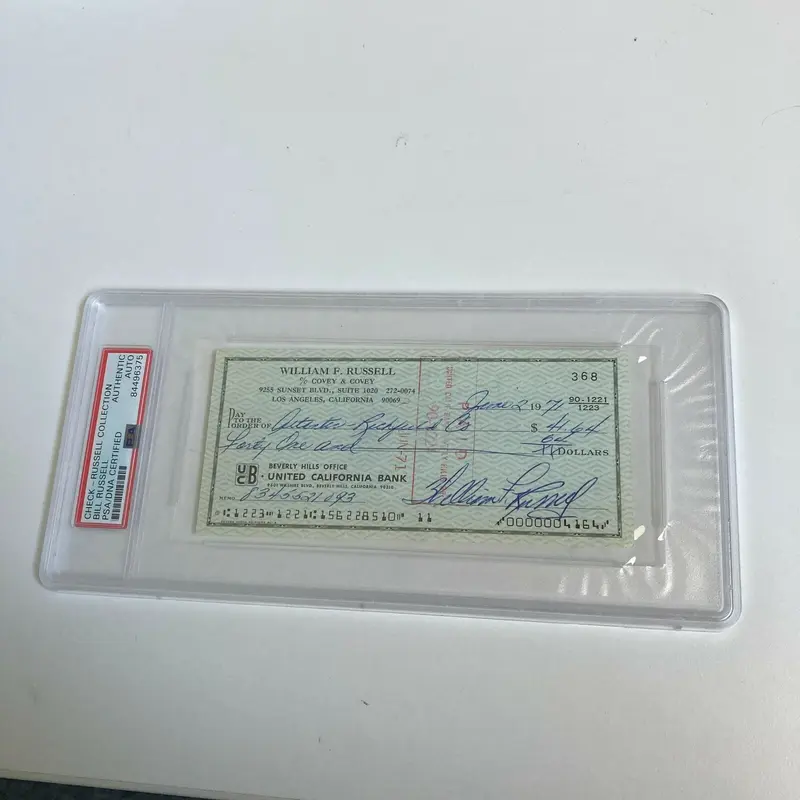Bill Russell Signed Autographed Bank Check PSA DNA Boston Celtics HOF Legend