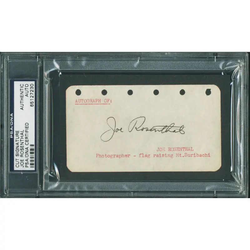 Joe Rosenthal Iwo Jima Photographer Authentic Signed 2.5X4.5 Cut PSA/DNA Slabbed