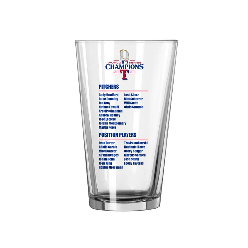 Texas Rangers 16oz 2023 World Series Champions Roster Pint Glass