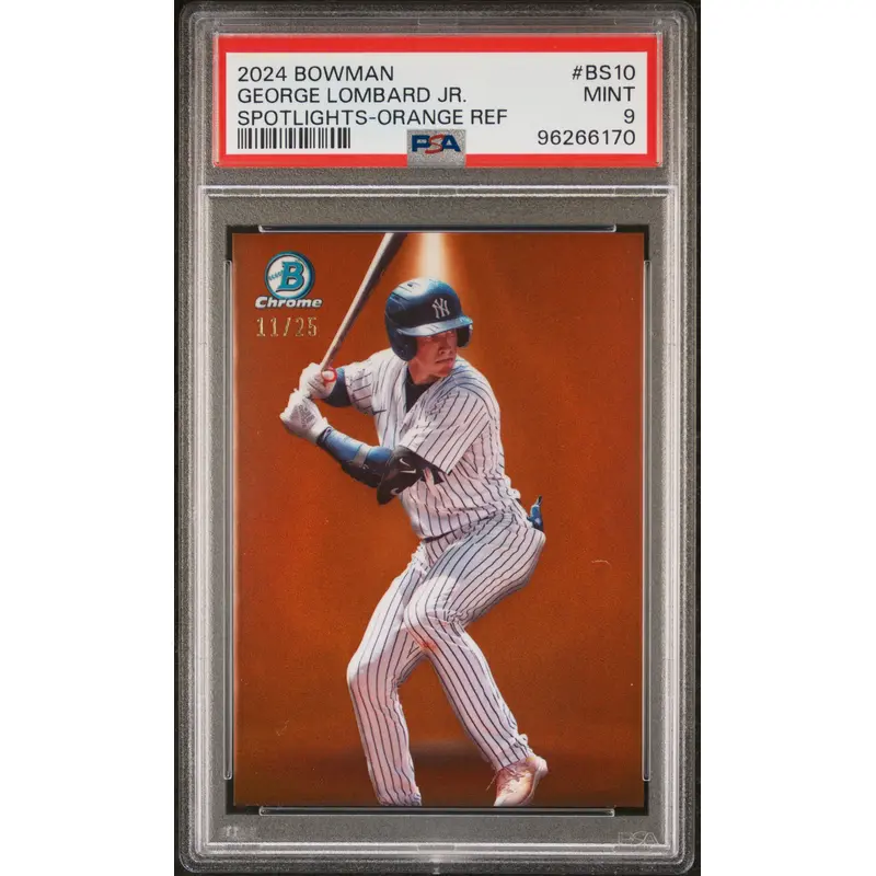 George Lombard Jr. 2024 Bowman Spotlights Orange Refractor #11/25 PSA 9 Mint