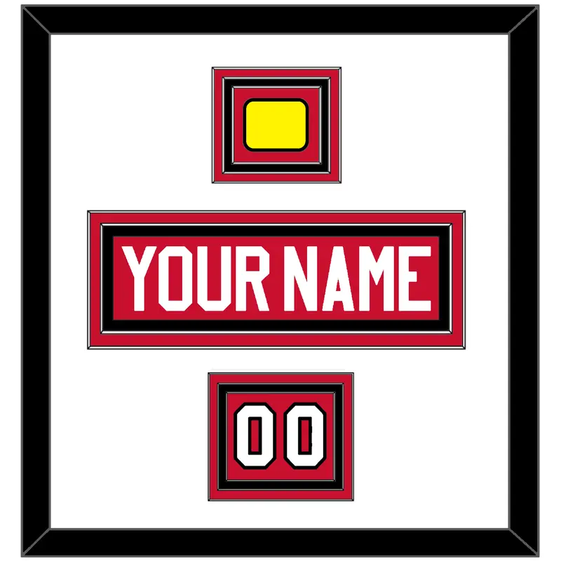 Chicago Nameplate, Number (Shoulder) & Jersey Logo Patch - Home Red - Triple Mat 1