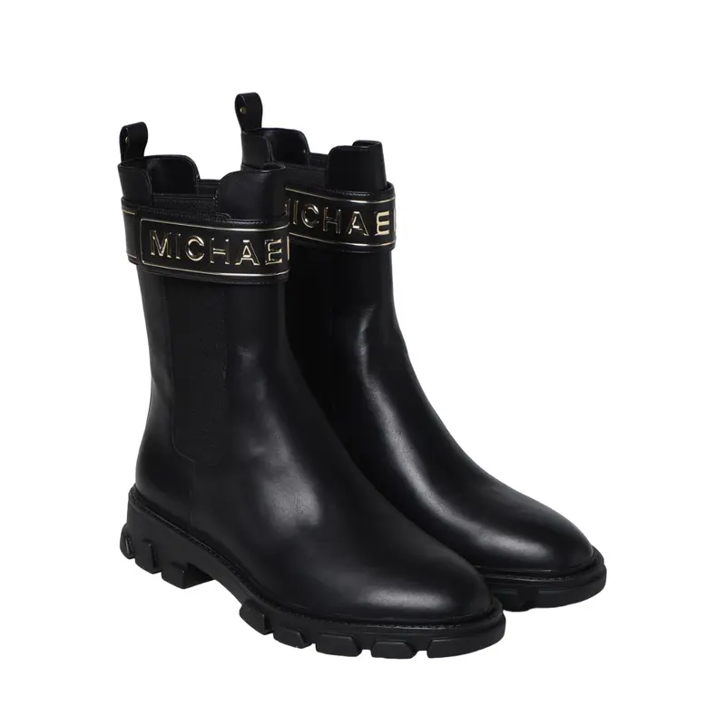 MICHAEL KORS BOOTS BLACK RIDLEY STRAP CHELSEA, 40T2RIFB5L BLACK