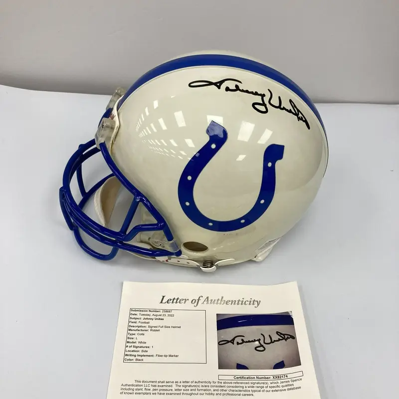 Beautiful Johnny Unitas Signed Full Size Authentic Baltimore Colts Helmet JSA