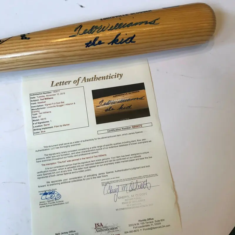 Beautiful Ted Williams "The Kid" Signed Inscribed Game Model Bat With JSA COA