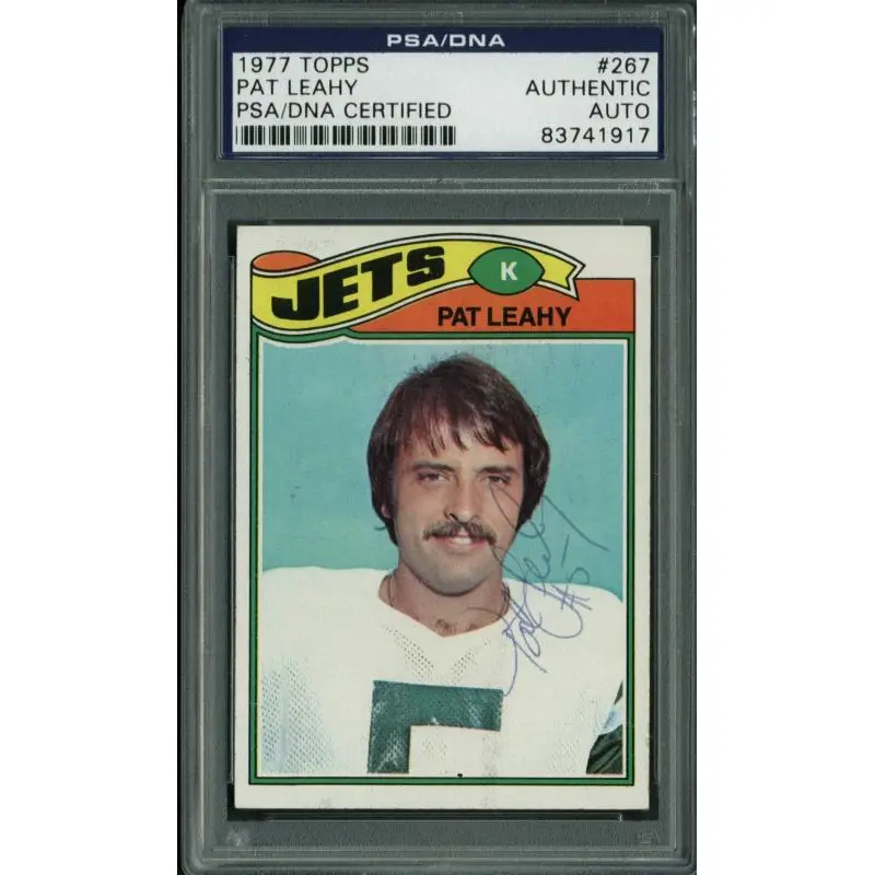 Jets Pat Leahy Authentic Signed Card 1977 Topps #267 PSA/DNA Slabbed