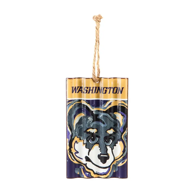 UW HUSKY METAL CORRUGATED ORNAMENT