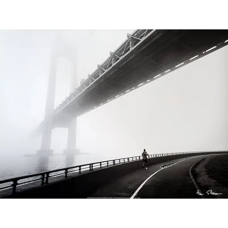 Verrazano Bridge Foggy Runner by Henri Silberman Premium Poster Print - W&G