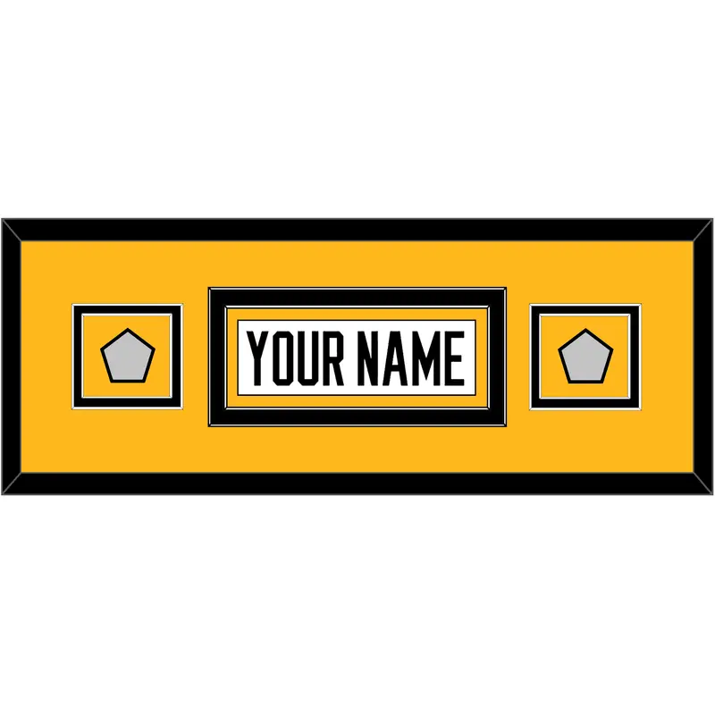 Pittsburgh Nameplate & 2 Stanley Cup Finals Patches - Road White - Double Mat 7