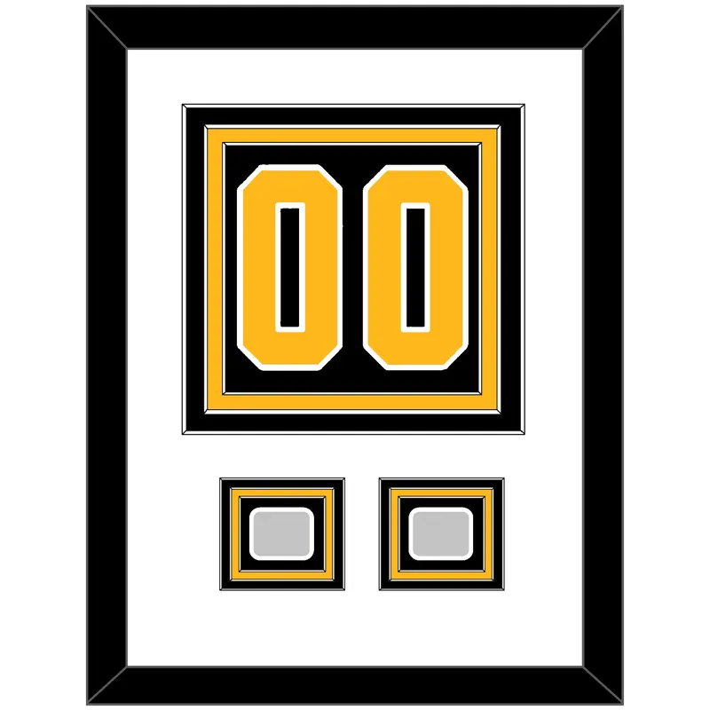 Pittsburgh Number (Back) & 2 Stanley Cup Finals Patches - Home Black - Triple Mat 1
