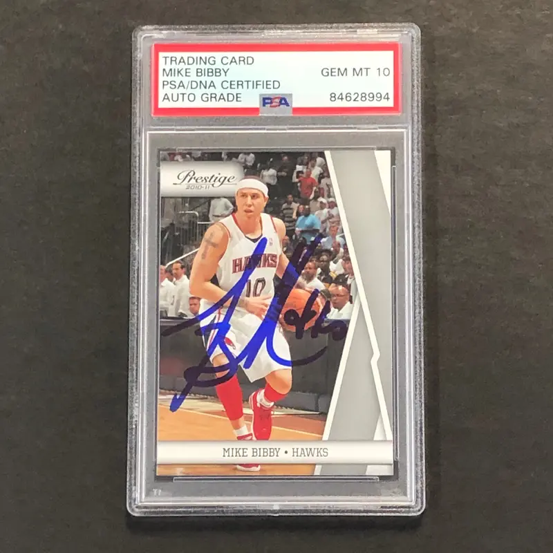 2010-11 Panini Prestige #4 Mike Bibby Signed Card AUTO GRADE 10 PSA Slabbed Hawks