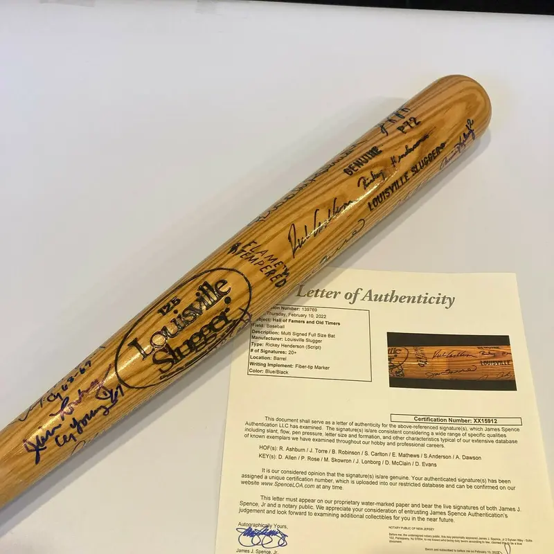 Hall Of Fame Legends Multi Signed Baseball Bat With 20+ Sigs JSA COA