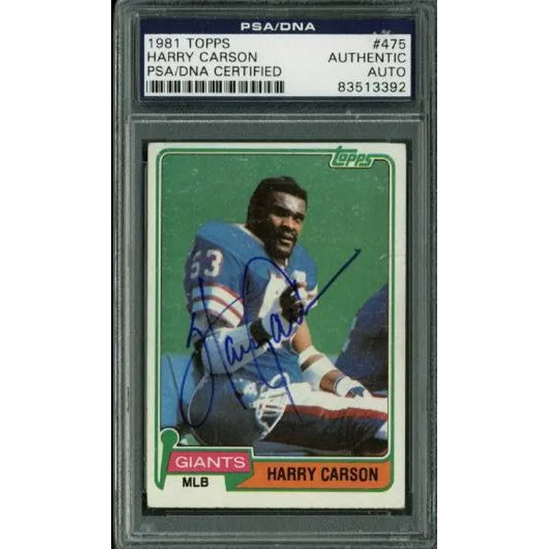 Giants Harry Carson Authentic Signed Card 1981 Topps #475 PSA/DNA Slabbed