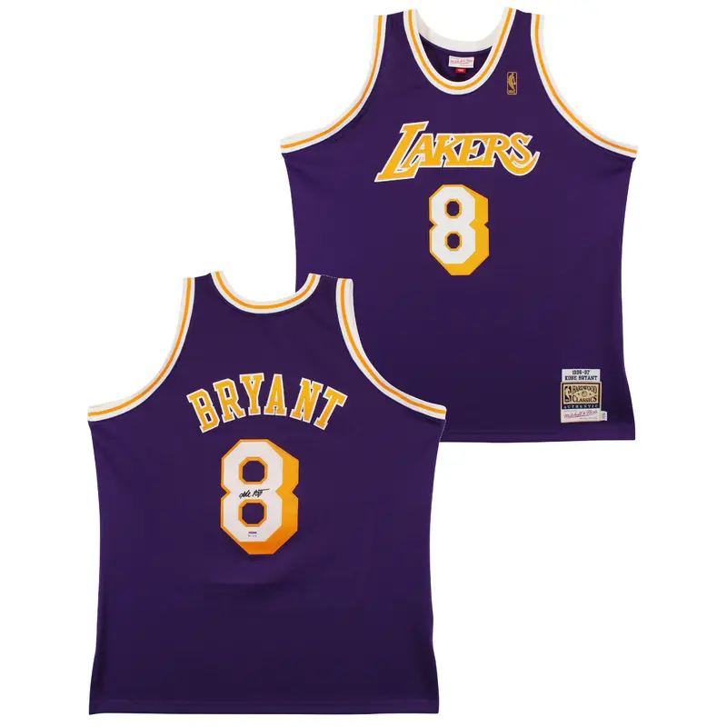 Lakers Kobe Bryant Signed Purple M&N 1996-97 TB HWC Authentic Jersey PSA #B11459