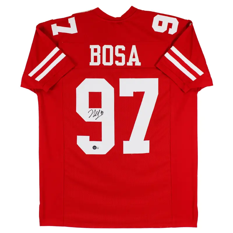 Nick Bosa Authentic Signed Red Pro Style Jersey Autographed BAS Witnessed
