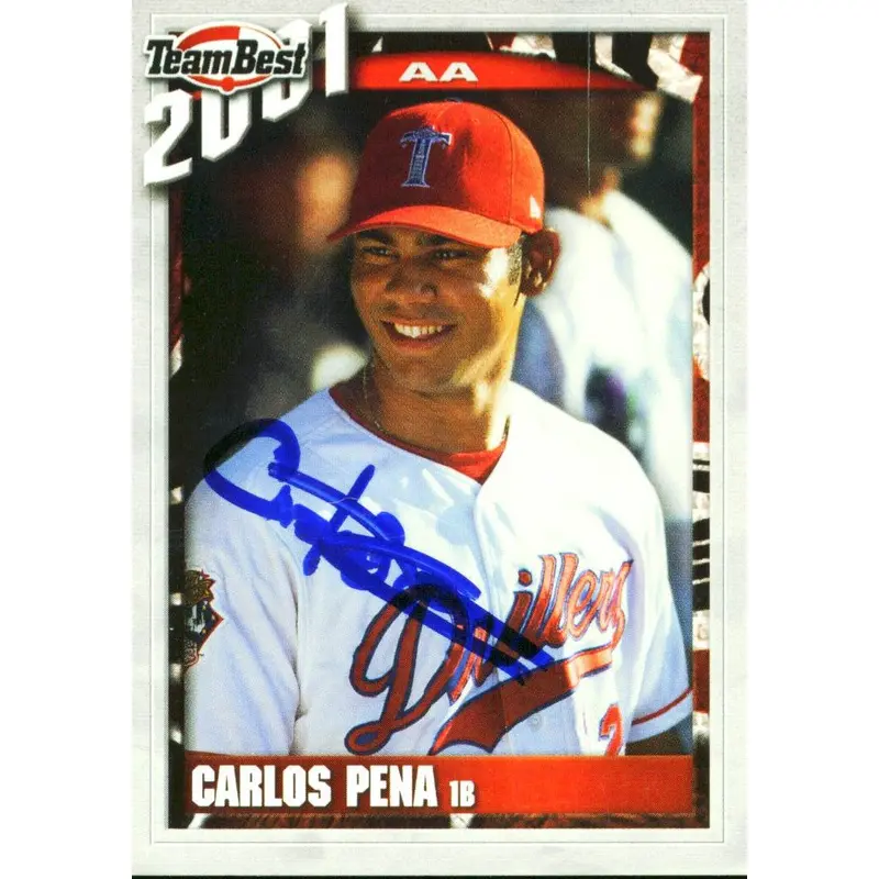 Rays Carlos Pena Authentic Signed Card 2001 Team Best RC #69 Autographed w/ COA