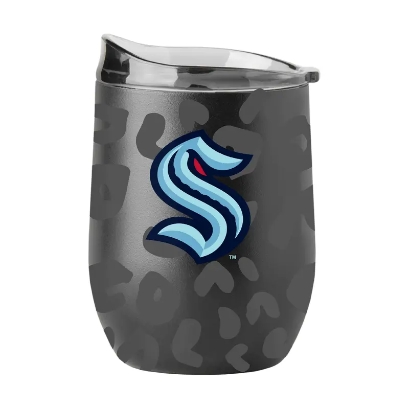 Seattle Kraken Leopard 16oz Black Powdercoat Curved Beverage