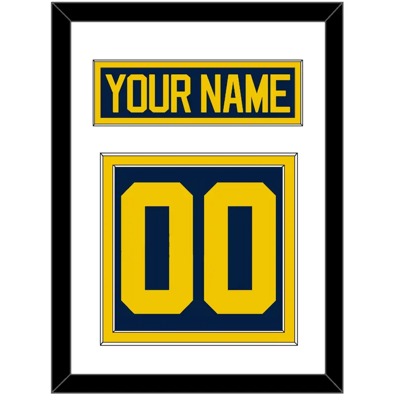 Michigan Hockey Nameplate & Number (Back) - Road Blue - Double Mat 1