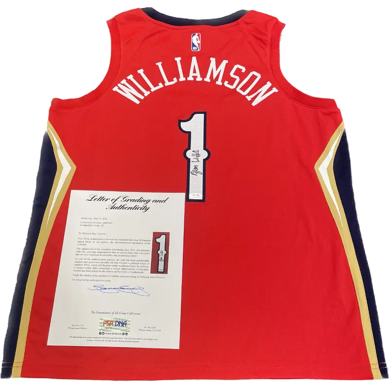Zion Williamson Signed Jersey PSA/DNA LOA Auto 10 Pelicans Autographed