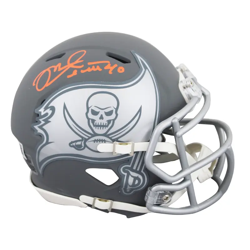 Buccaneers Mike Alstott Authentic Signed Slate Speed Mini Helmet BAS Witnessed