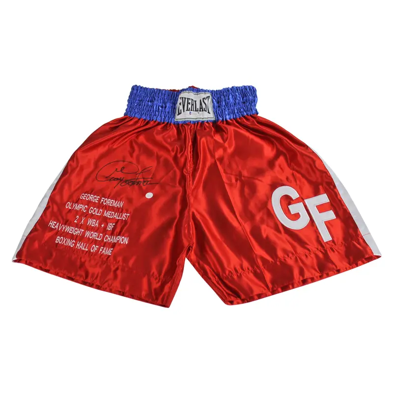 George Foreman Authentic Signed Red Everlast Boxing Trunks BAS #C54656