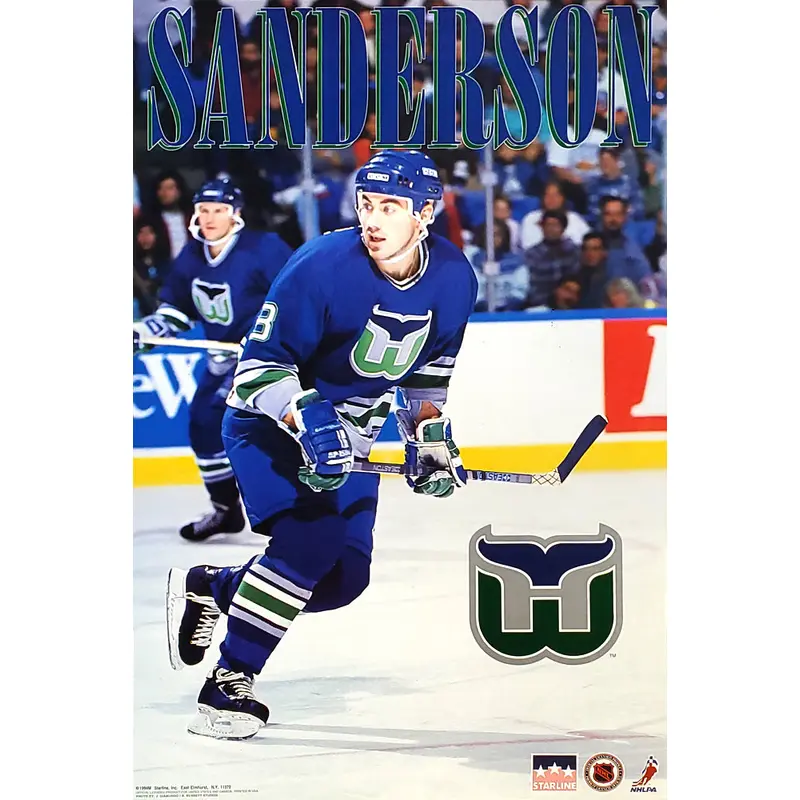 Geoff Sanderson Hartford Whalers NHL Hockey Action Poster - Starline 1994
