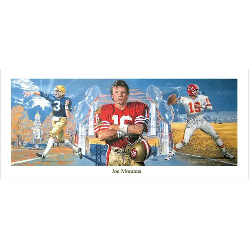 Joe Montana "The Legend" Career Retrospective Poster by Merv Corning (1995)