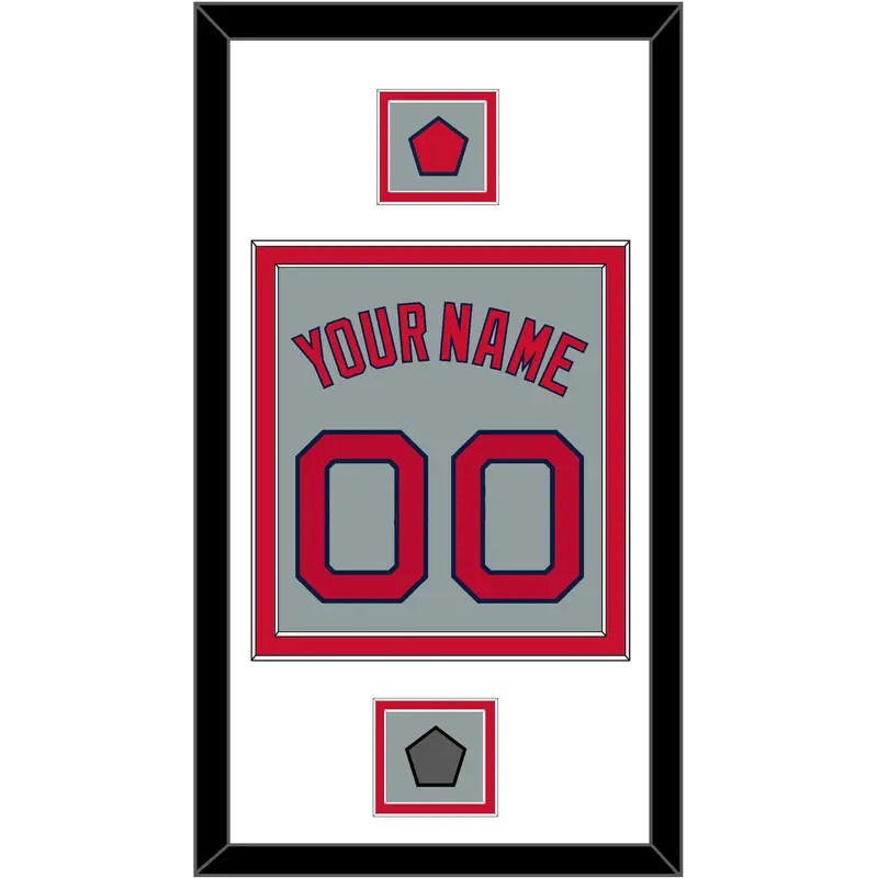 Boston Name, Number, Logo Patch & World Series Champions Patch - Road Gray - Double Mat 1